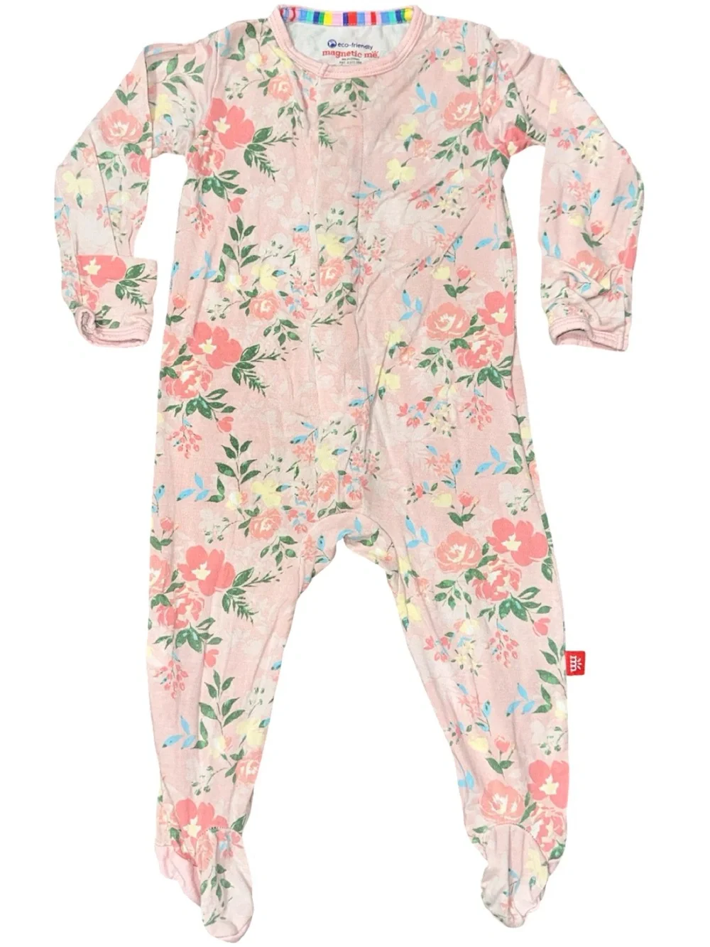 Magnetic Me Infant Baby Girl Size 3 6 mos Pink Floral Long Sleeve Baby Pajamas